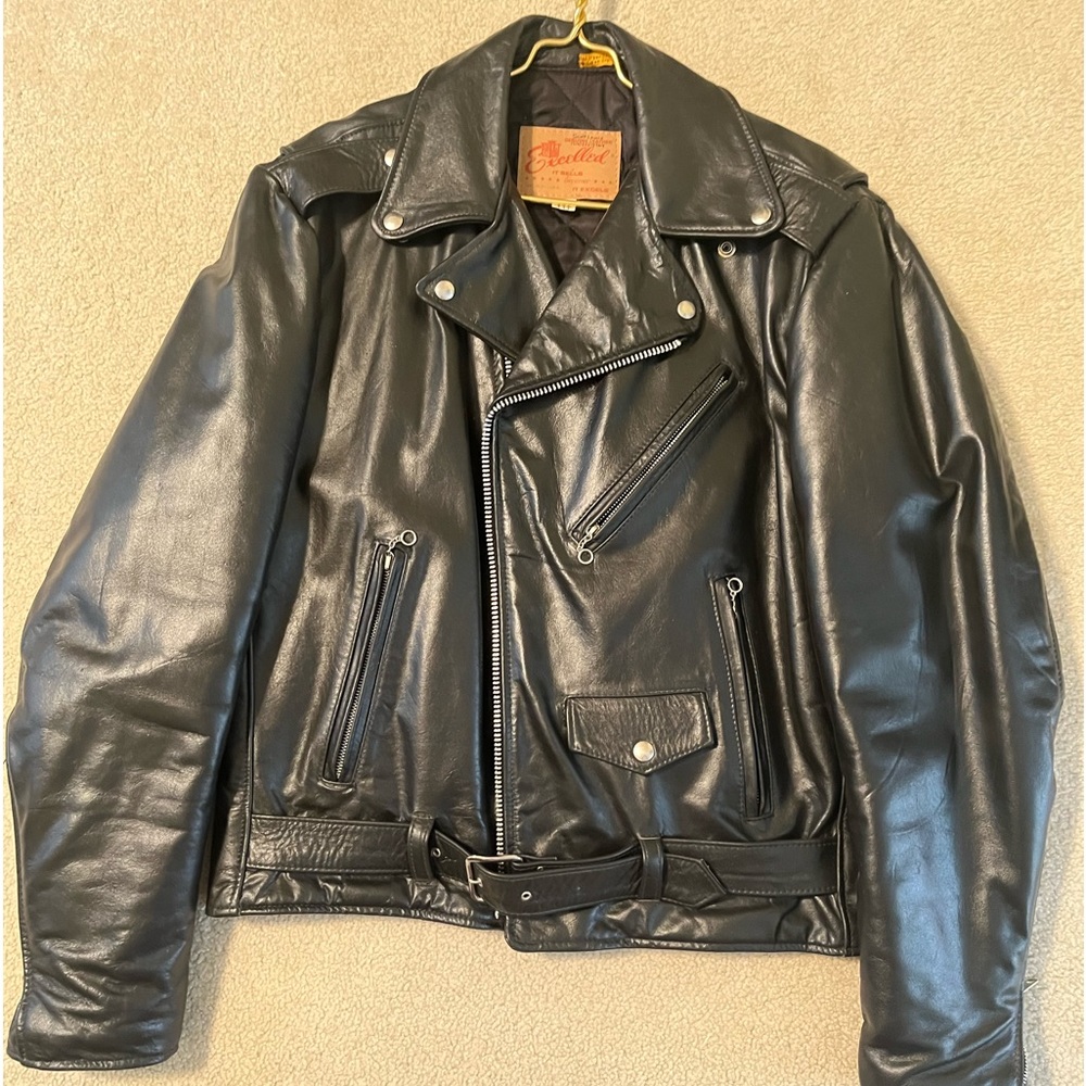 Vintage leather biker jacket. 
Circa ‘70s